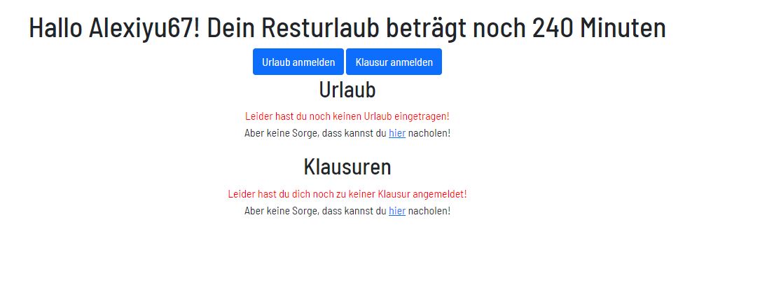 Startseite aus Sicht eines Studenten